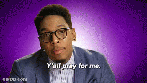 A Man Wearing Glasses And A Suit Is Saying Y 'All Pray For Me GIF