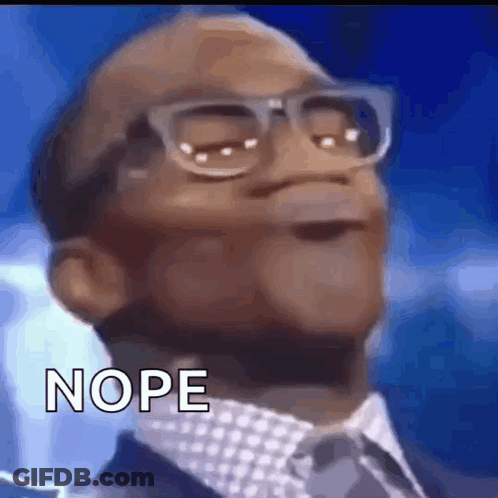 A Man Wearing Glasses And A Suit Says Nope GIF