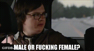 A Man Wearing Glasses And A Tie Is Sitting In A Car And Asking If He Is A Male Or Female . GIF