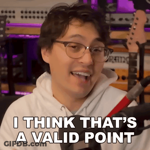 A Man Wearing Glasses And A White Hoodie Says I Think That 'S A Valid Point GIF