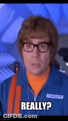 A Man Wearing Glasses And An Orange Turtleneck Is Making A Funny Face And Saying `` Really '' . GIF