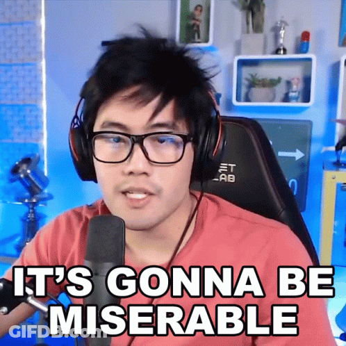 A Man Wearing Glasses And Headphones Is Saying It 'S Gonna Be Miserable GIF