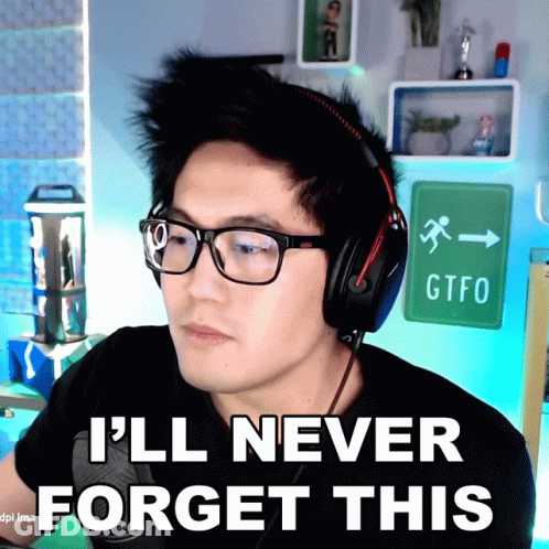 A Man Wearing Glasses And Headphones Says " I 'Ll Never Forget This " GIF