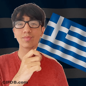 A Man Wearing Glasses Holds A Blue And White Flag GIF