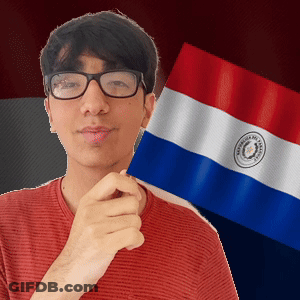 A Man Wearing Glasses Holds A Paraguay Flag GIF