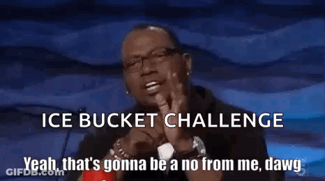 A Man Wearing Glasses Is Giving A Speech About The Ice Bucket Challenge GIF