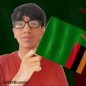 A Man Wearing Glasses Is Holding A Green And Red Flag GIF