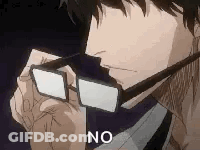 A Man Wearing Glasses Is Holding His Hand To His Face And Says No . GIF