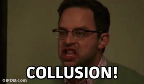 A Man Wearing Glasses Is Making A Funny Face And Saying Collusion ! GIF