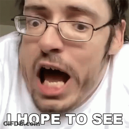 A Man Wearing Glasses Is Making A Funny Face And Saying I Hope To See GIF