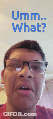 A Man Wearing Glasses Is Making A Funny Face With The Words Umm What Behind Him GIF