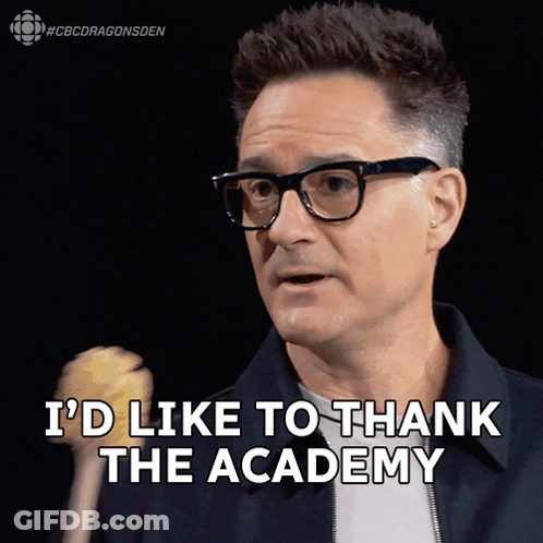 A Man Wearing Glasses Is Saying I 'D Like To Thank The Academy GIF