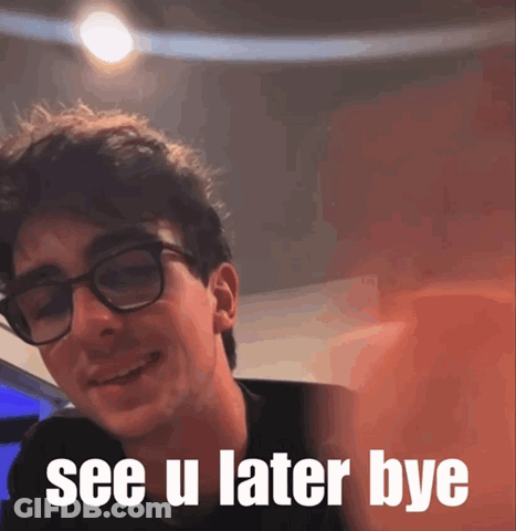 A Man Wearing Glasses Is Smiling And Says See U Later Bye GIF