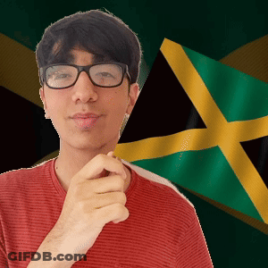 A Man Wearing Glasses Is Standing In Front Of A Flag GIF