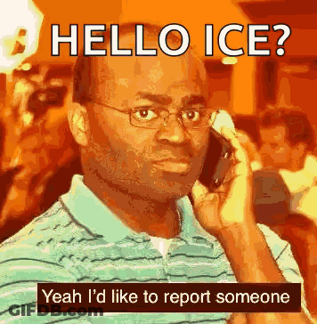A Man Wearing Glasses Is Talking On A Cell Phone And Says Hello Ice GIF