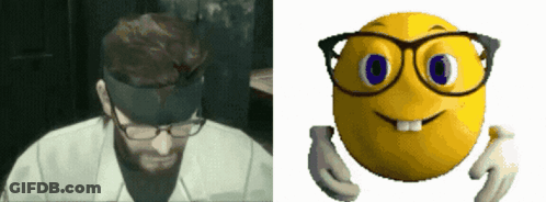 A Man Wearing Glasses Next To A Smiley Face With Glasses GIF