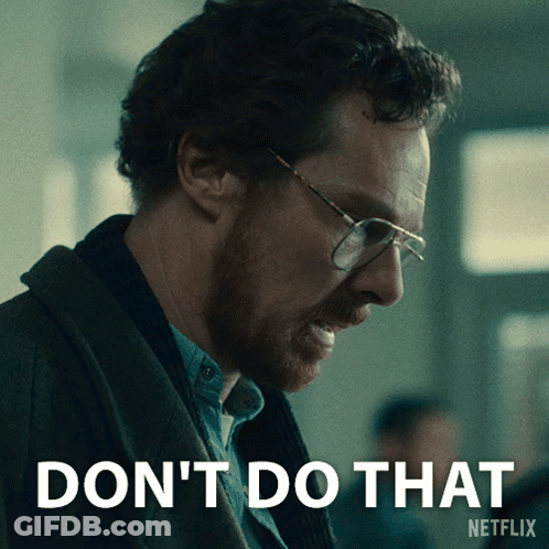 A Man Wearing Glasses Says " Do N't Do That " On A Netflix Poster GIF