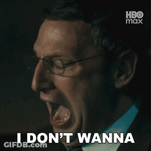 A Man Wearing Glasses Says " I Don 'T Wanna " GIF