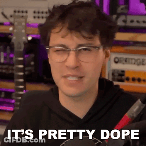 Man With Glasses Saying It's Pretty Dope In Front Of Guitar GIF