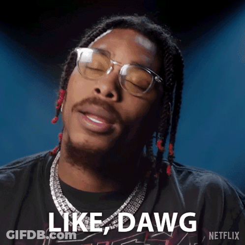A Man Wearing Glasses Says " Like Dawg " In A Netflix Advertisement GIF
