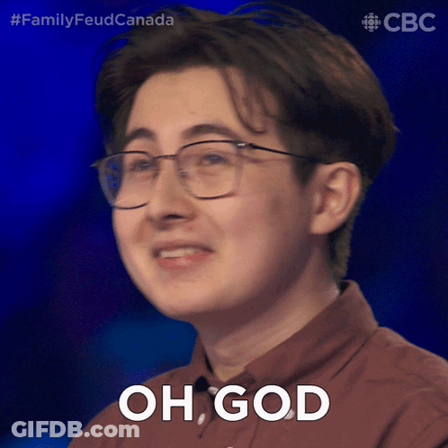 A Man Wearing Glasses Says Oh God In Front Of A Blue Background GIF