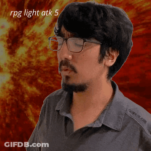 A Man Wearing Glasses Says Rpg Light Atk 5 In Front Of A Red Background GIF
