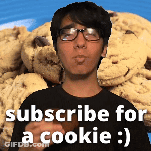 A Man Wearing Glasses Says Subscribe For A Cookie In Front Of A Plate Of Cookies GIF