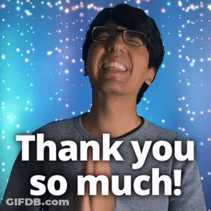 A Man Wearing Glasses Says Thank You So Much In Front Of A Blue Background GIF
