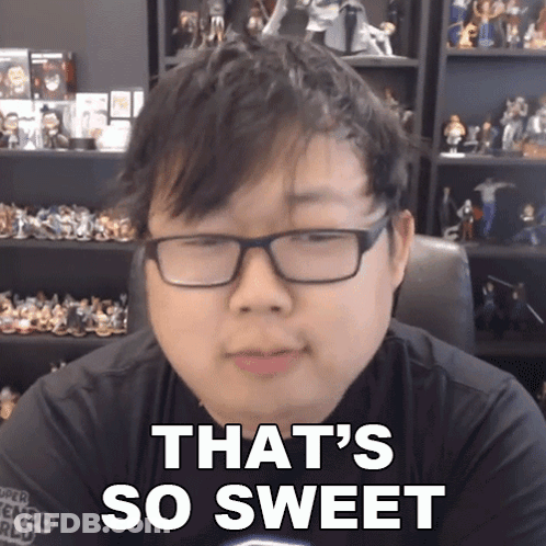 A Man Wearing Glasses Says " That 'S So Sweet " GIF