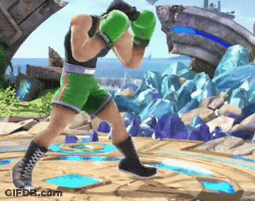 A Man Wearing Green Boxing Gloves Is Standing In A Video Game . GIF