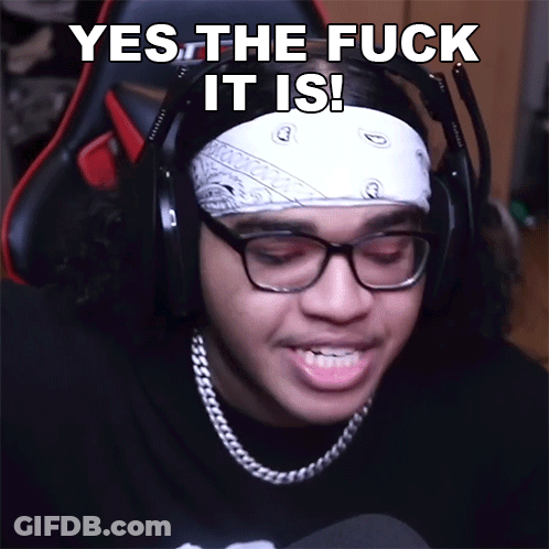A Man Wearing Headphones And A Bandana Says Yes The Fuck It Is ! GIF