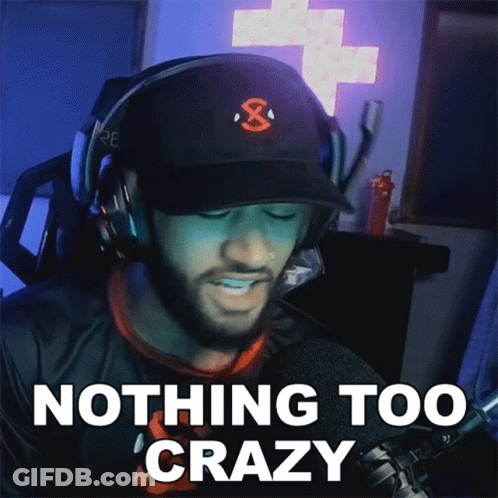 A Man Wearing Headphones And A Black Hat Says " Nothing Too Crazy " GIF