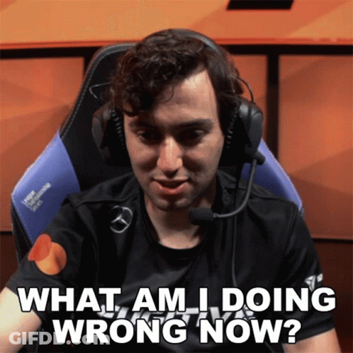 A Man Wearing Headphones And A Black Shirt Says " What Am I Doing Wrong Now " GIF