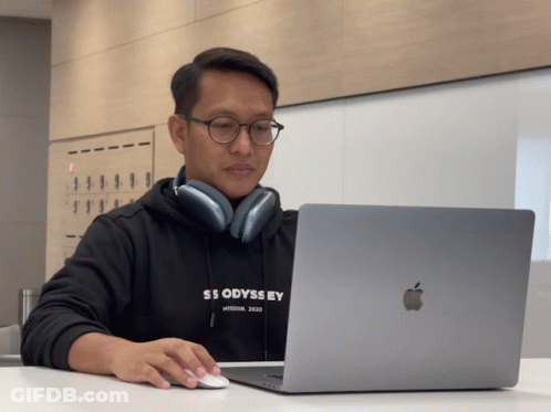 A Man Wearing Headphones And A Black Sweatshirt That Says S5 Odyssey GIF