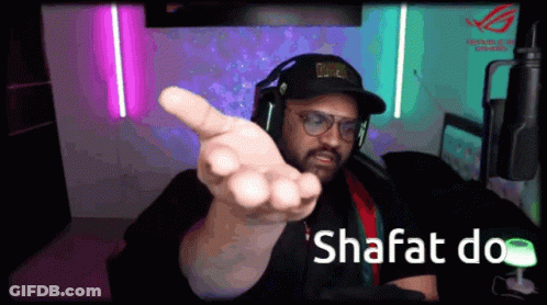 A Man Wearing Headphones And A Hat Says Shafat Do On The Screen GIF