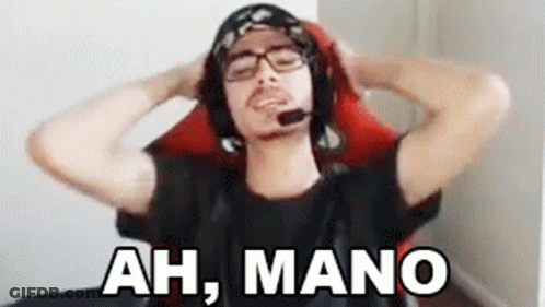 A Man Wearing Headphones And A Headset Is Sitting In A Chair With His Hands Behind His Head And Says Ah Mano . GIF