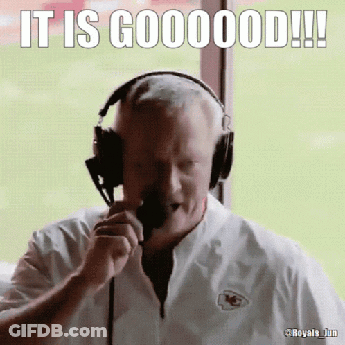 A Man Wearing Headphones And A Kc Jacket Says It Is Good GIF