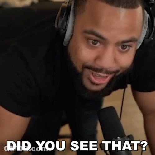 A Man Wearing Headphones And A Microphone Is Asking Did You See That ? GIF