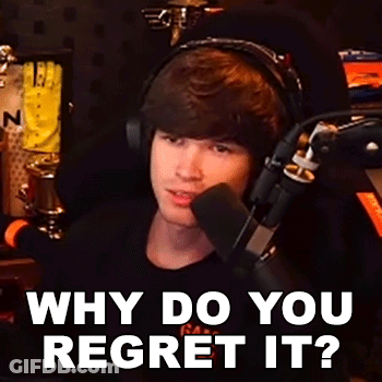 A Man Wearing Headphones And A Microphone Is Asking Why Do You Regret It . GIF
