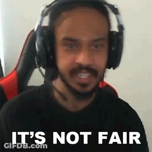 A Man Wearing Headphones And A Microphone Is Making A Funny Face And Saying It 'S Not Fair . GIF