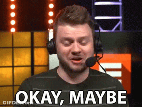 A Man Wearing Headphones And A Microphone Is Saying Okay Maybe . GIF