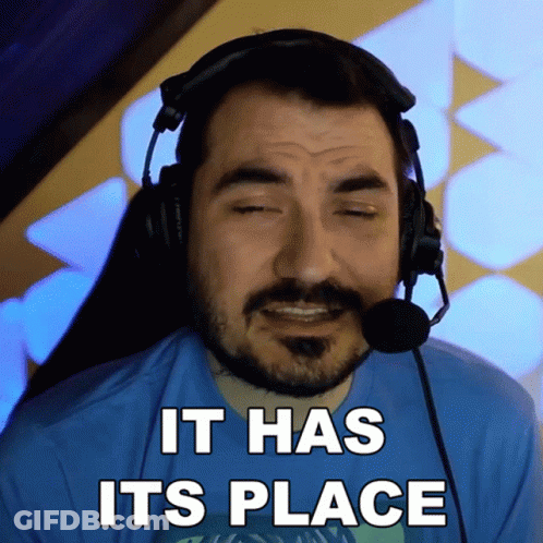 A Man Wearing Headphones And A Microphone Says " It Has Its Place " GIF