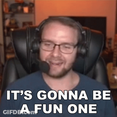 A Man Wearing Headphones And A Microphone Says " It 'S Gonna Be A Fun One " GIF