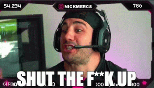 A Man Wearing Headphones And A Microphone Says Shut The F ** K Up GIF