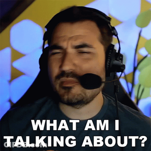 A Man Wearing Headphones And A Microphone Says " What Am I Talking About " GIF