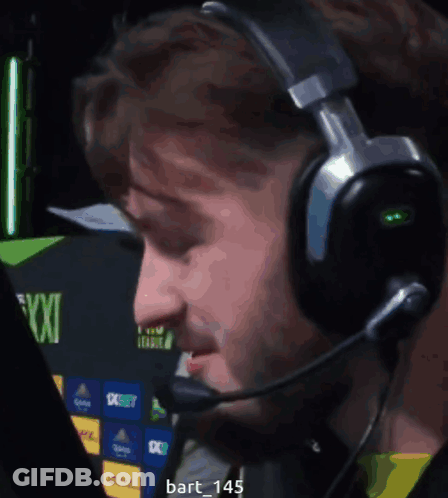 A Man Wearing Headphones And A Microphone With The Name Bart 145 On The Bottom Right GIF