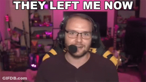 A Man Wearing Headphones And A Microphone With The Words They Left Me Now Above Him GIF