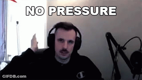 A Man Wearing Headphones And A Mustache Is Sitting In Front Of A Microphone And Says No Pressure . GIF