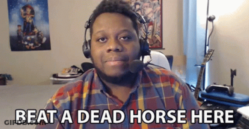 A Man Wearing Headphones And A Plaid Shirt Says Beat A Dead Horse Here GIF