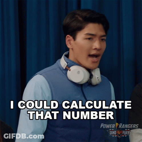A Man Wearing Headphones And A Power Rangers Vest Says I Could Calculate That Number GIF